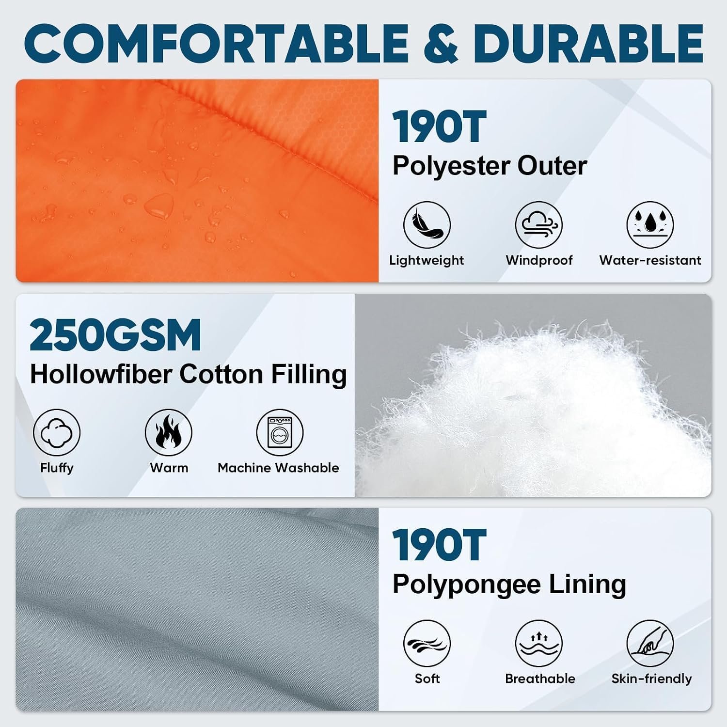 PTEROMY Sleeping Bags for Adults, Lightweight and Machine Washable, Water Resistant Backpacking Camping Sleeping Bag for Warm Cold Weather, Camping Essentials for Hiking Travel - Image 5