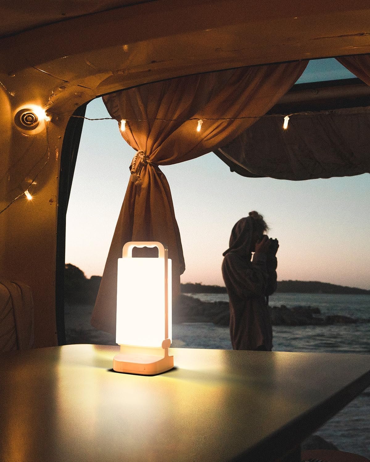 Solar Camping Lantern, Rechargeable Battery Powered Camping Light 6000mAh Up to 80HRS Lasting, Dimmable Night Lamp, Survival gear for Emergency, Power Outages, Outdoor, Indoor - Image 4
