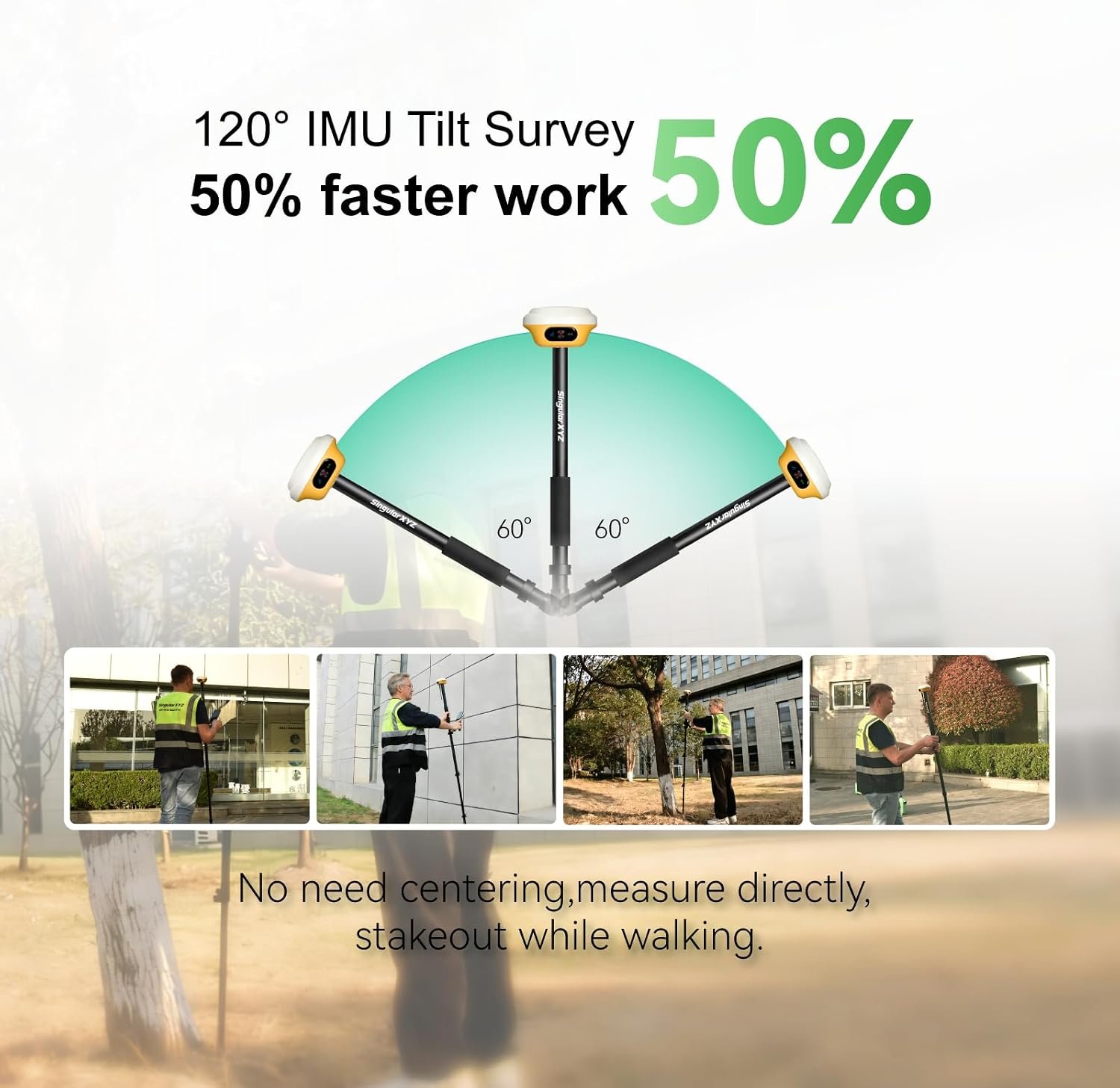 L1-AR GNSS RTK Base+Rover – RTK GPS Handheld Collector with Software & Visual Stakeout with Camera, Global Shutter with 2 MP, 2cm Accuracy, 120° Tilt Survey | Professional Support - Image 6