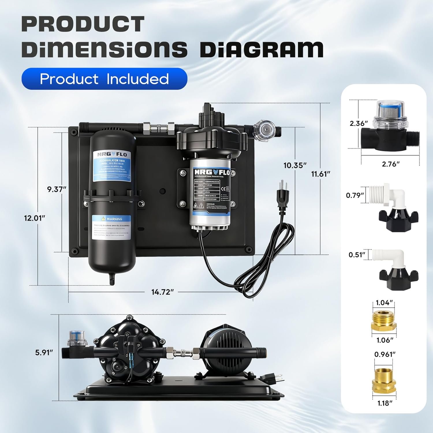 110V Water Pump 7GPM and Accumulator Tank -1L 125PSI Durable, Ultra-Quiet Water Pressure System, Easy Installation, Reduces Pump Cycling, Smooths Water Flow for Home Use, RV, Marine and Off-Grid - Image 9