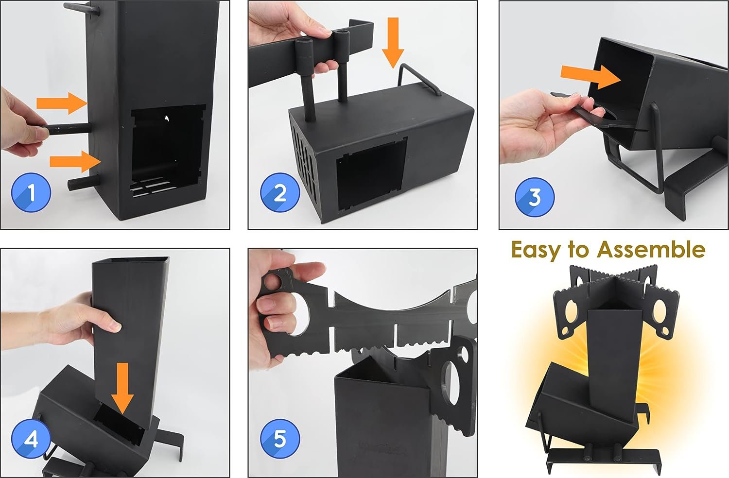 Collapsible Rocket Stove by StarBlue with FREE Carrying Bag - A Portable Wood Burning Camping Stove with Large Fuel Chamber Best for Outdoor Cooking, Camping, Picnic, BBQ, Hunting, Fishing - Image 5