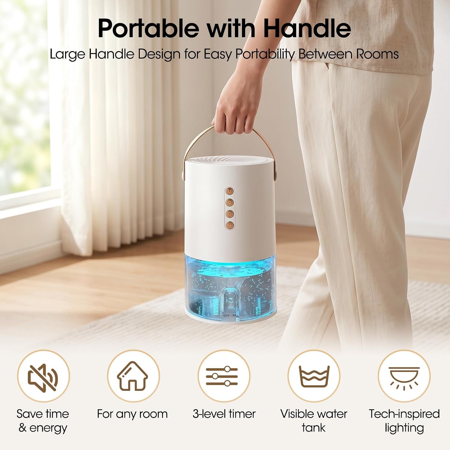 Small Dehumidifier,Ultra Quiet & Auto Shut Off Dehumidifier for Bedroom,1300ml Portable Mini Dehumidifiers for Damp, Mould,Moisture in Home,Wardrobe,Bathroom, Bedroom - Image 7