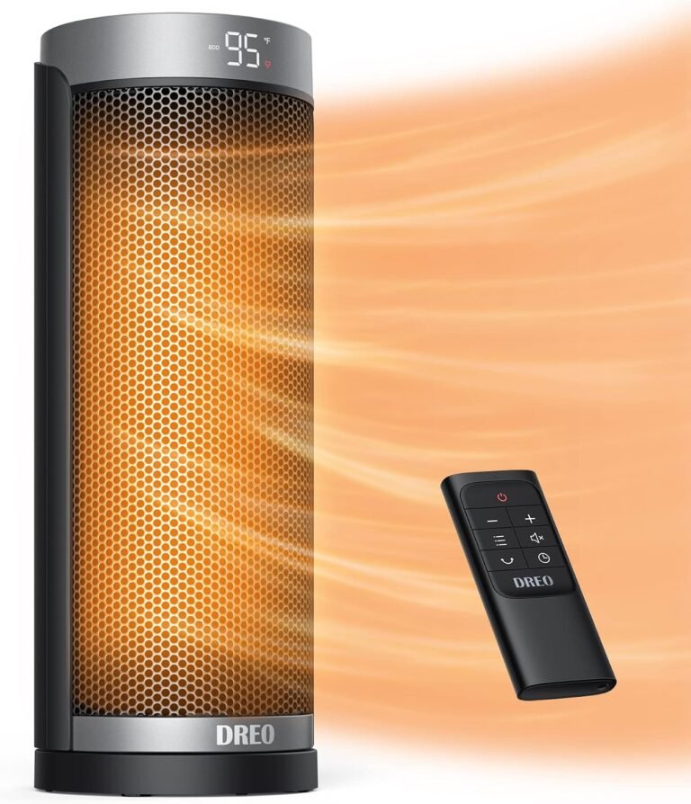 DREO 1500W Electric Space Heater with Remote for Large Room Bedroom,16 Inch