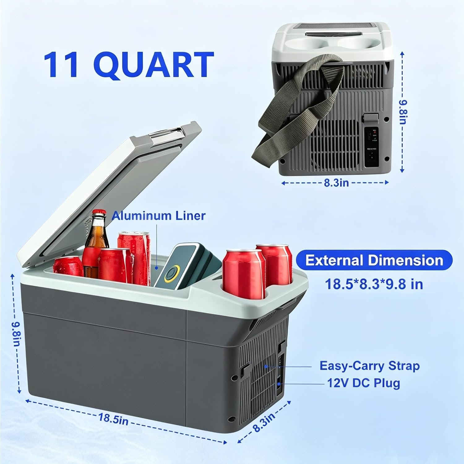 11L/Quart Electric Cooler & Warmer - Portable Car Refrigerator 12 Volt DC Car Fridge with Dual-Temp Control Car Fridge 12V Refrigerator for Camping, Travel & Road Trips,RV, Boat - Image 5
