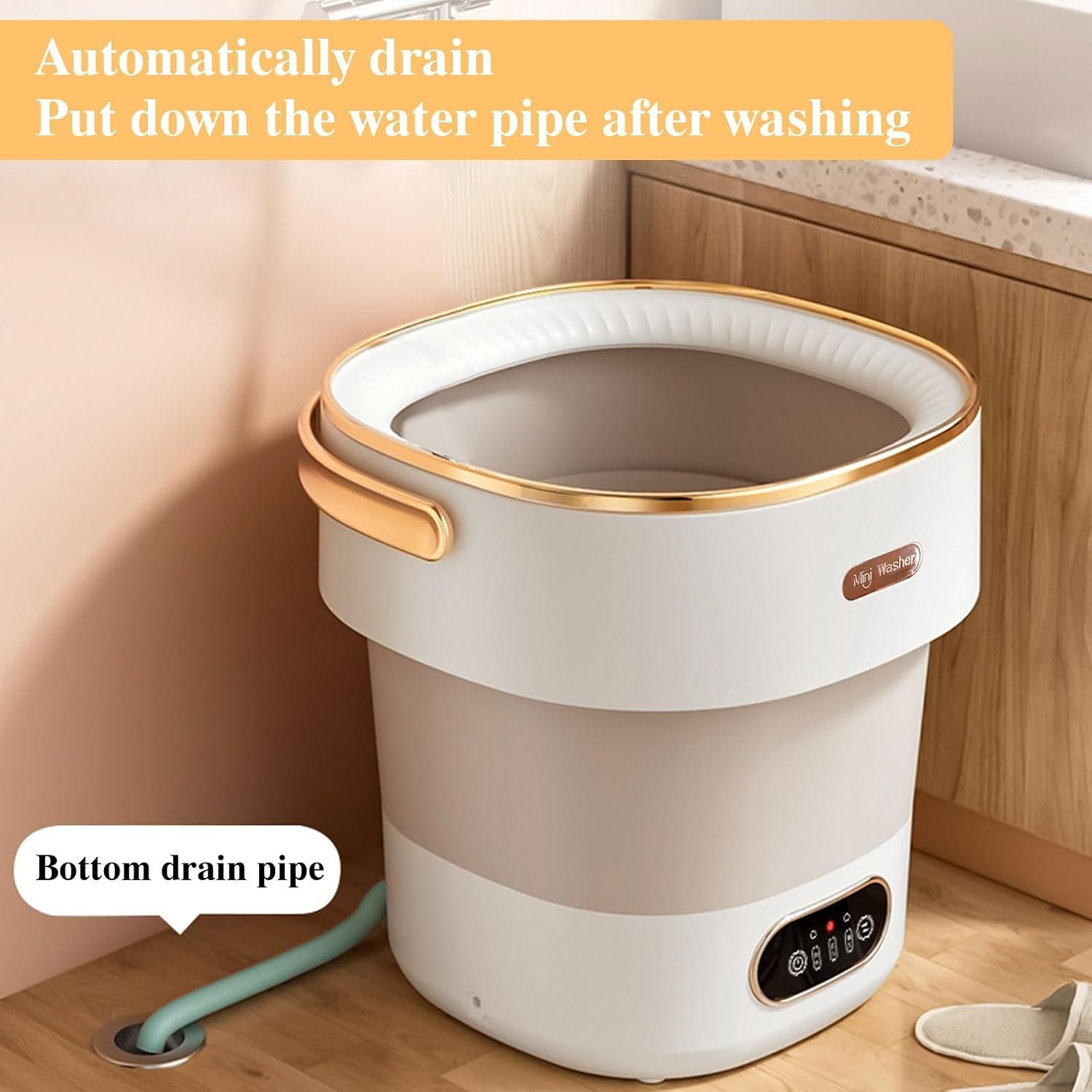 Portable Washing Machine,Mini Washer -20L Upgraded With Spin Basket,Small Clothes Folding Washing Machine Of Underwear, Baby And Small Clothes,Suitable For Home Apartments Dormitories, Hotels Beige - Image 7