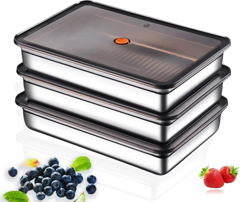 Stainless Steel Food Storage Containers, Silver, 3-Piece Set