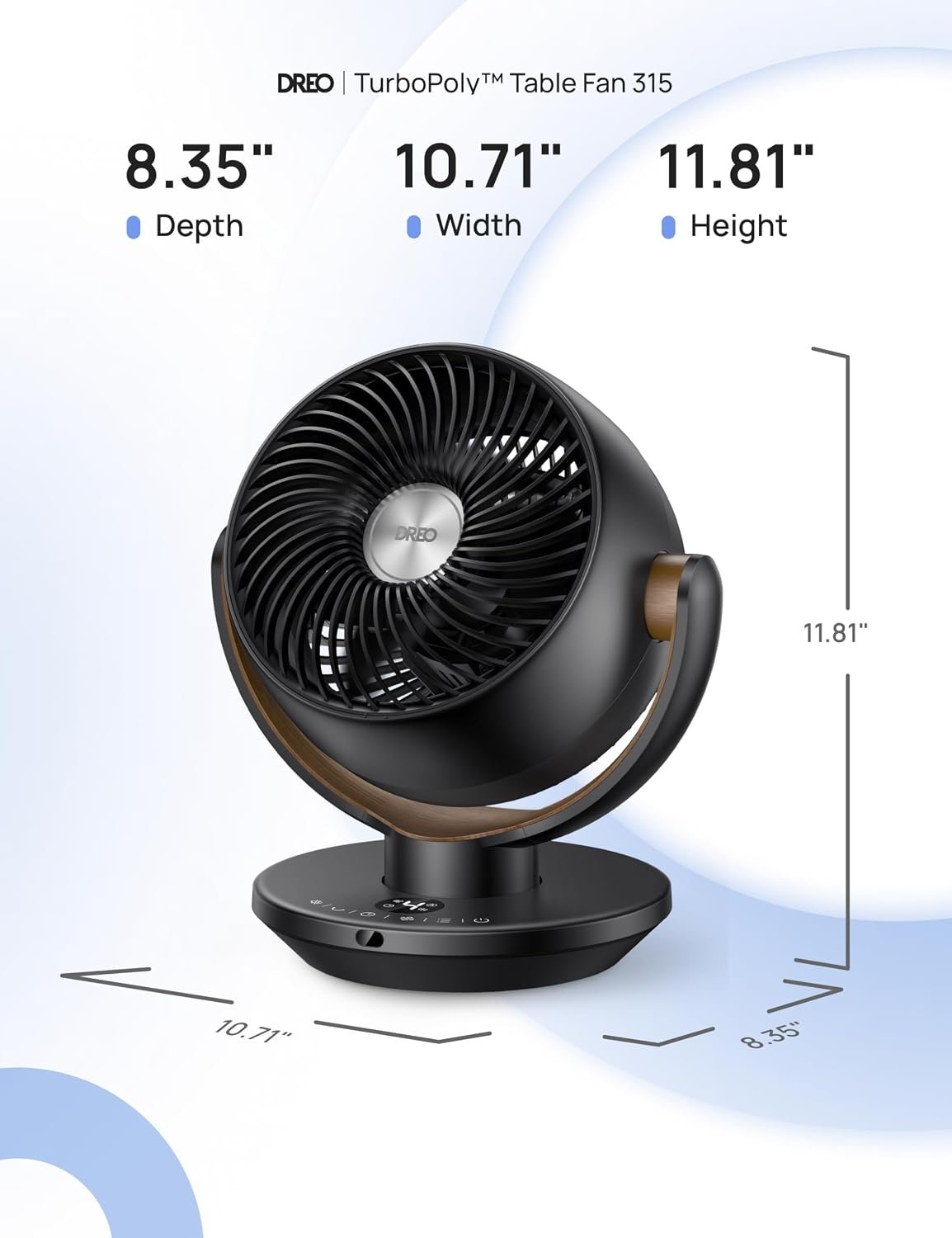 DREO Fan for Bedroom, Desk Air Circulator Fan with Remote, 11 Inch Table Fans for Whole Room, 65ft Powerful Airflow, 120° Vertical Manual +90° Oscillating, 4 Speeds, 8H Timer, 25dB Quiet Fan, Home - Image 2