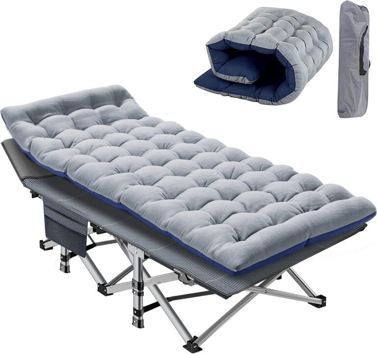 Slsy Folding Camping Cot for Adults with Mat & Carry Bag, 28in Wide, 880LBS