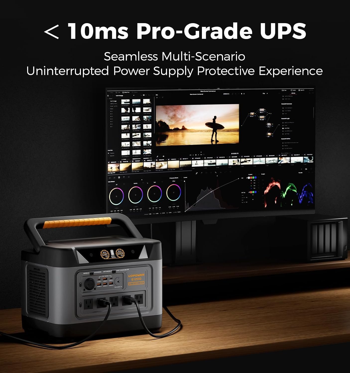 UDPOWER S1200 1190Wh Solar Generator Kit with 120W Panel, 1200W Power Station, for Home Backup RV Outdoor, Emergency Power Backup - Image 7