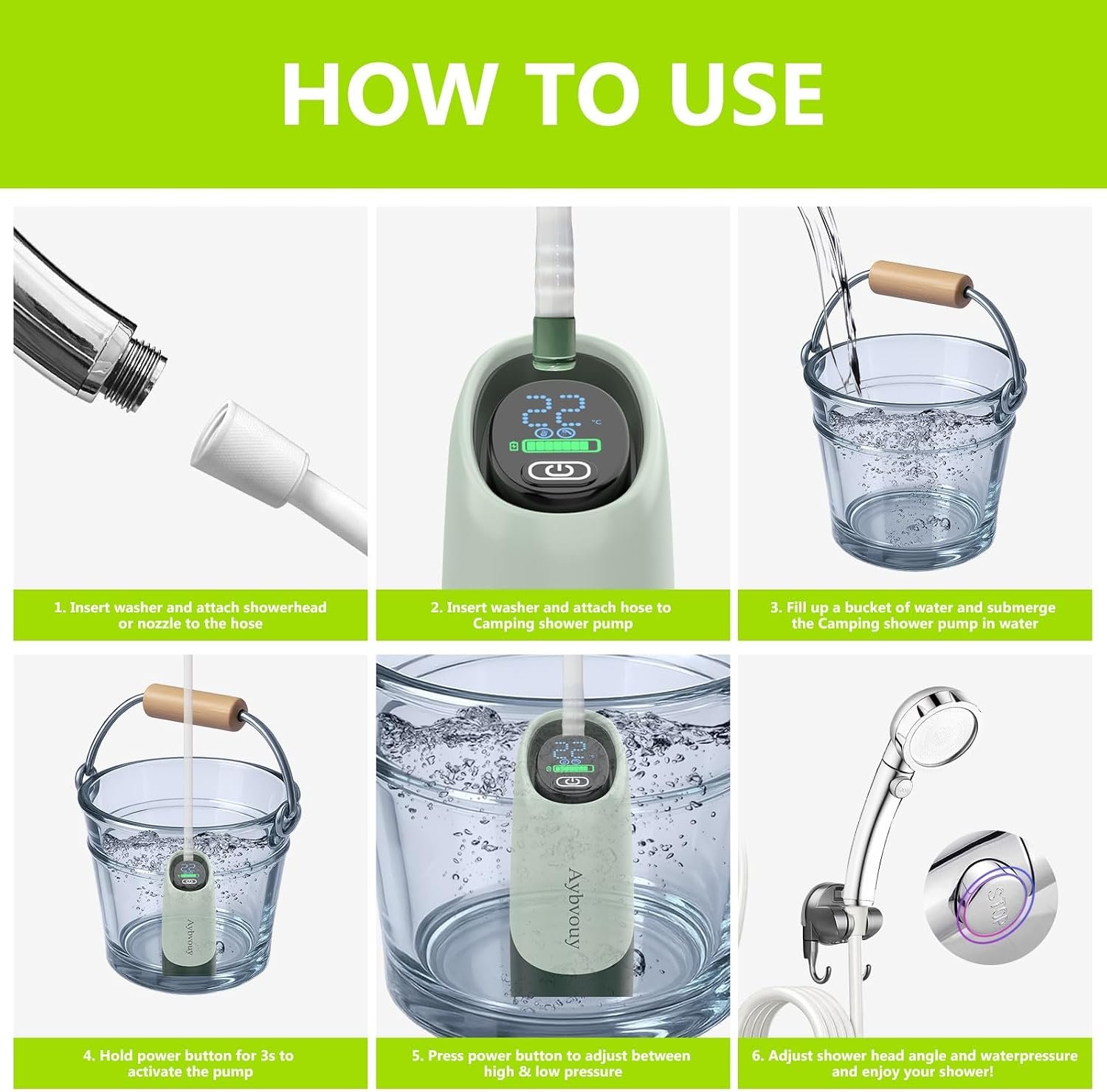 Portable Shower for Camping,Camp Shower Rechargeable,Camping Shower - Image 5