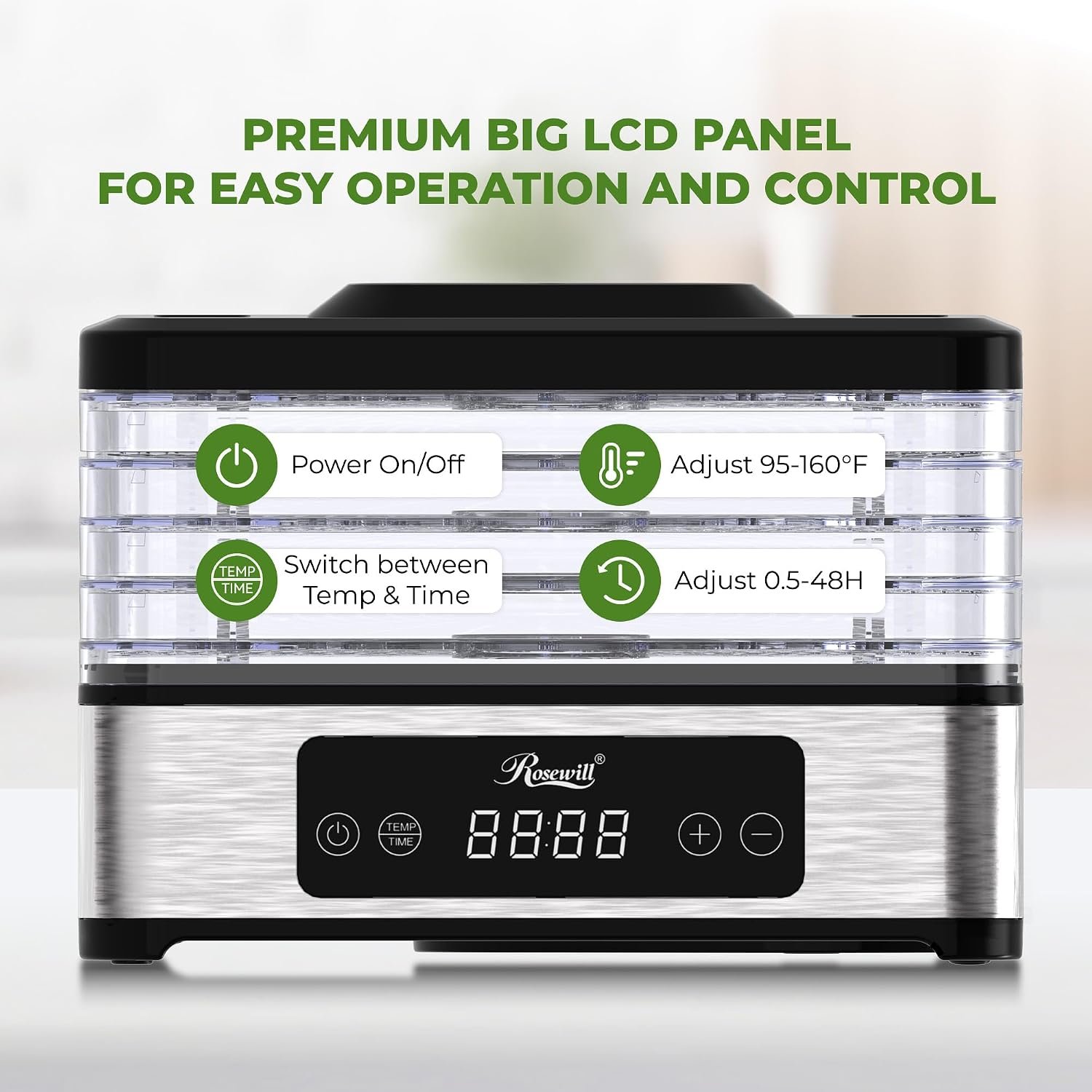 Rosewill Compact Food Dehydrator, 5 Stackable Trays with Adjustable 48H Timer and Temperature Control - 400W Electric Food Dryer for Jerky, Fruits, Herbs, Veggies, Meat & Dog Treats - Image 7