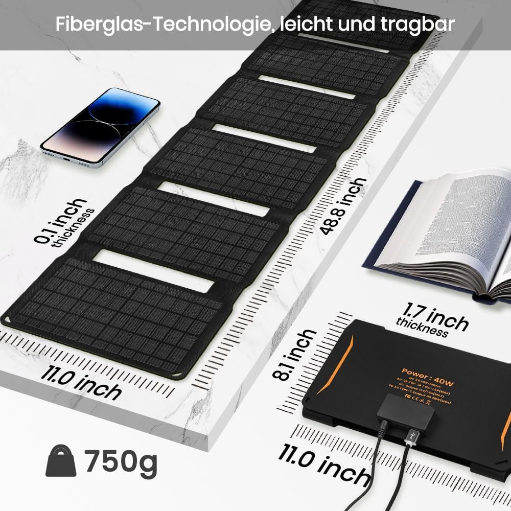 FlexSolar 40W Foldable Solar Panel Charger, USB-C USB-A & DC Outputs - Image 5
