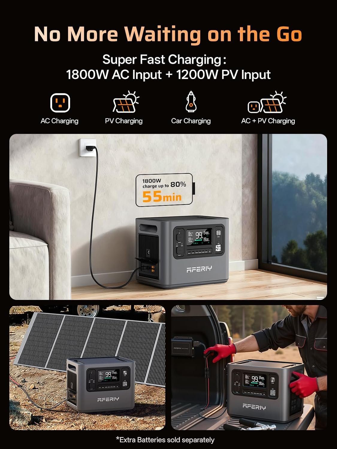 AFERIY P280 Portable Power Station 2800W (Peak 5600W) UPS Solar Generator - Image 6