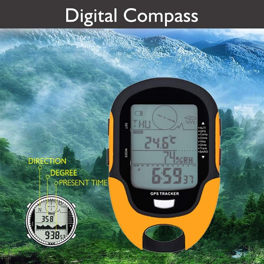 Multifunction Digital Altimeter, Waterproof Handheld GPS Navigator Tracker with Mini Torch, Electronic Barometer Thermometer Compass for Camp Climb Hike - Image 2