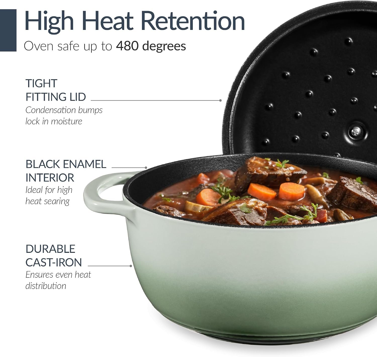 Best Choice Products 6-Piece Cast Iron Cookware Set, Ceramic Coated 6Qt Dutch Oven, 2Qt Skillet W/Lid, 10" Grill Pan W/Press, Non-toxic, Heavy Duty, Gas/Induction Compatible, PFAS Free - Sage - Image 5