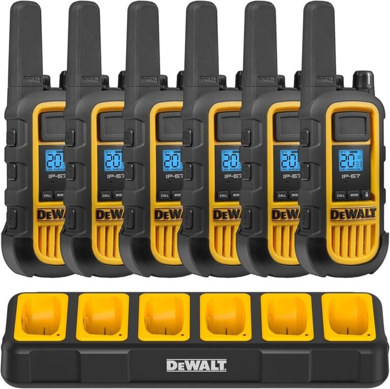 DEWALT DXFRS800 FRS Walkie Talkies, 2W, 6 Pack with Gang Charger