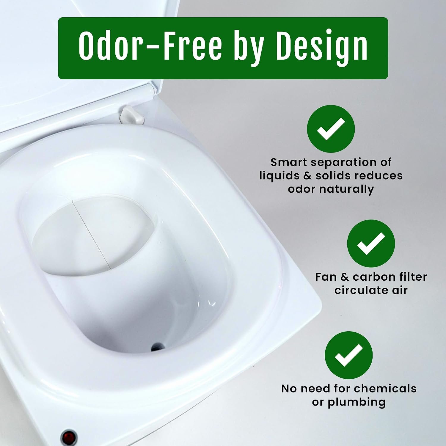 Cuddy Composting Toilet – Odorless, Waterless & Self-Contained for RVs, Vans, Boats, Tiny Homes & Off-Grid | 3.9 Gal, 12V Fan, Carbon Filter, No Chemicals, Easy Clean - Image 3