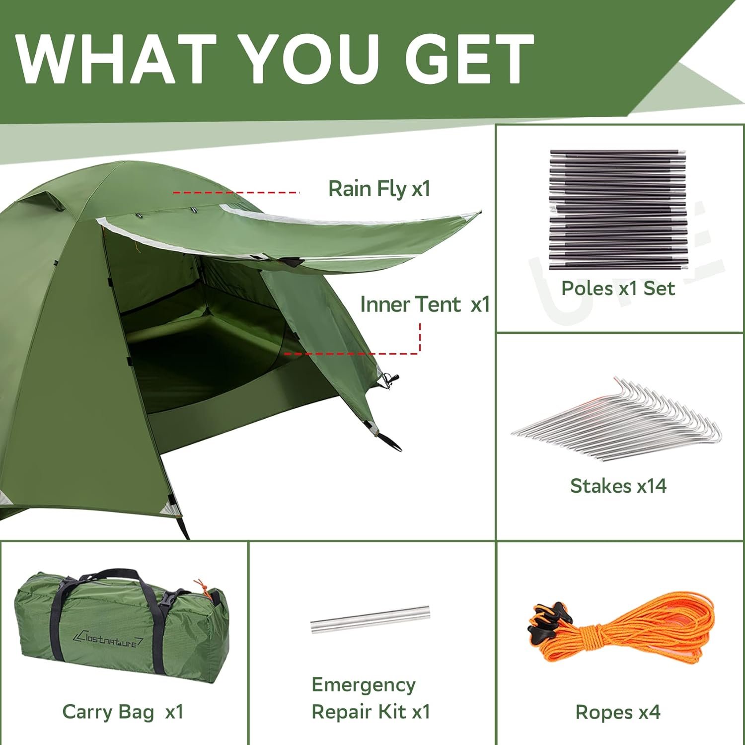 Clostnature 1/1.5/2/3/4/6 Person Lightweight Backpacking Tent, Camping Tent - Image 9