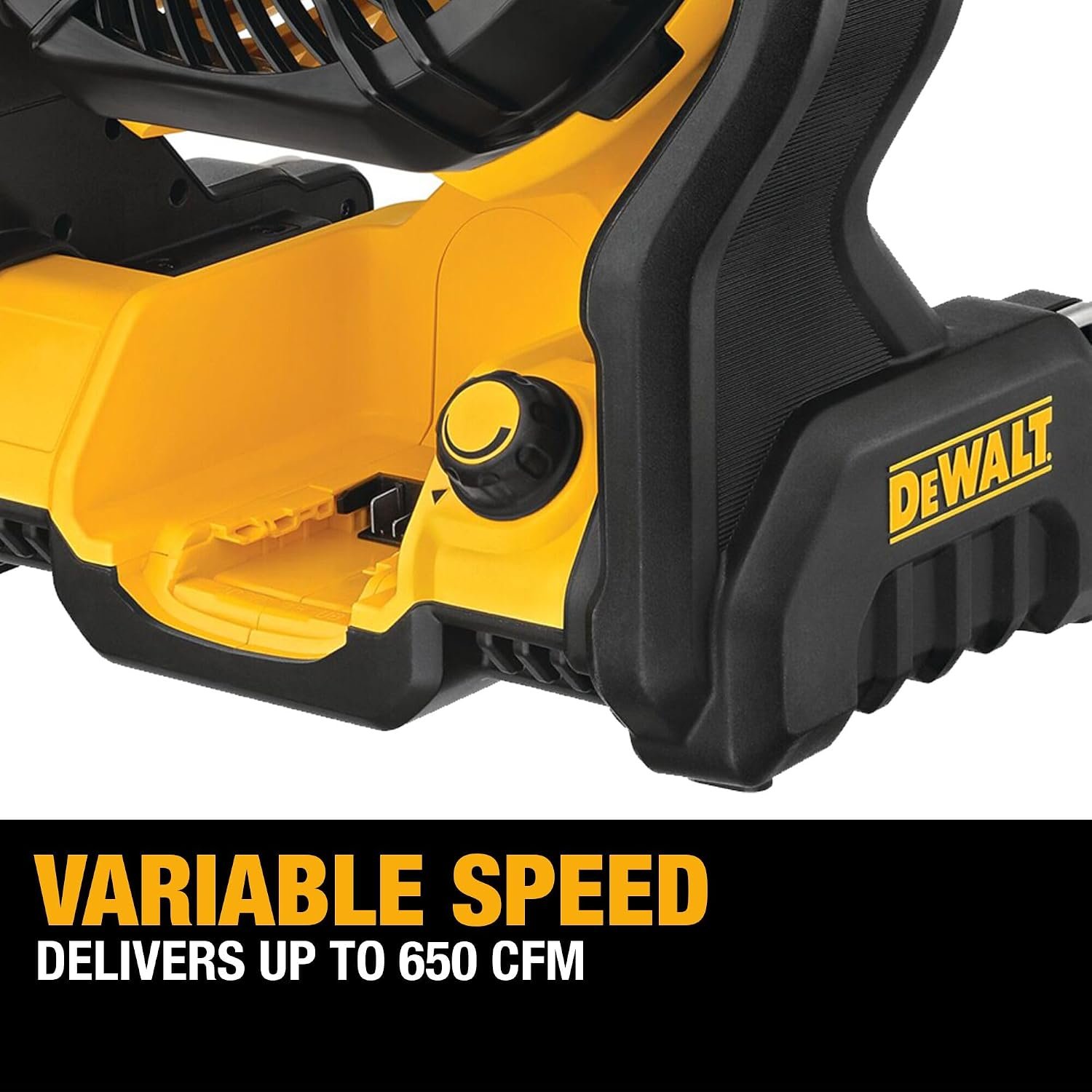 DEWALT 20V MAX Portable Fan, Battery Powered Rechargeable Cordless Shop Fan, Up to 4.5 Hrs Runtime, Variable Speed, 650 CFM, Tool Only (DCE512B) - Image 5