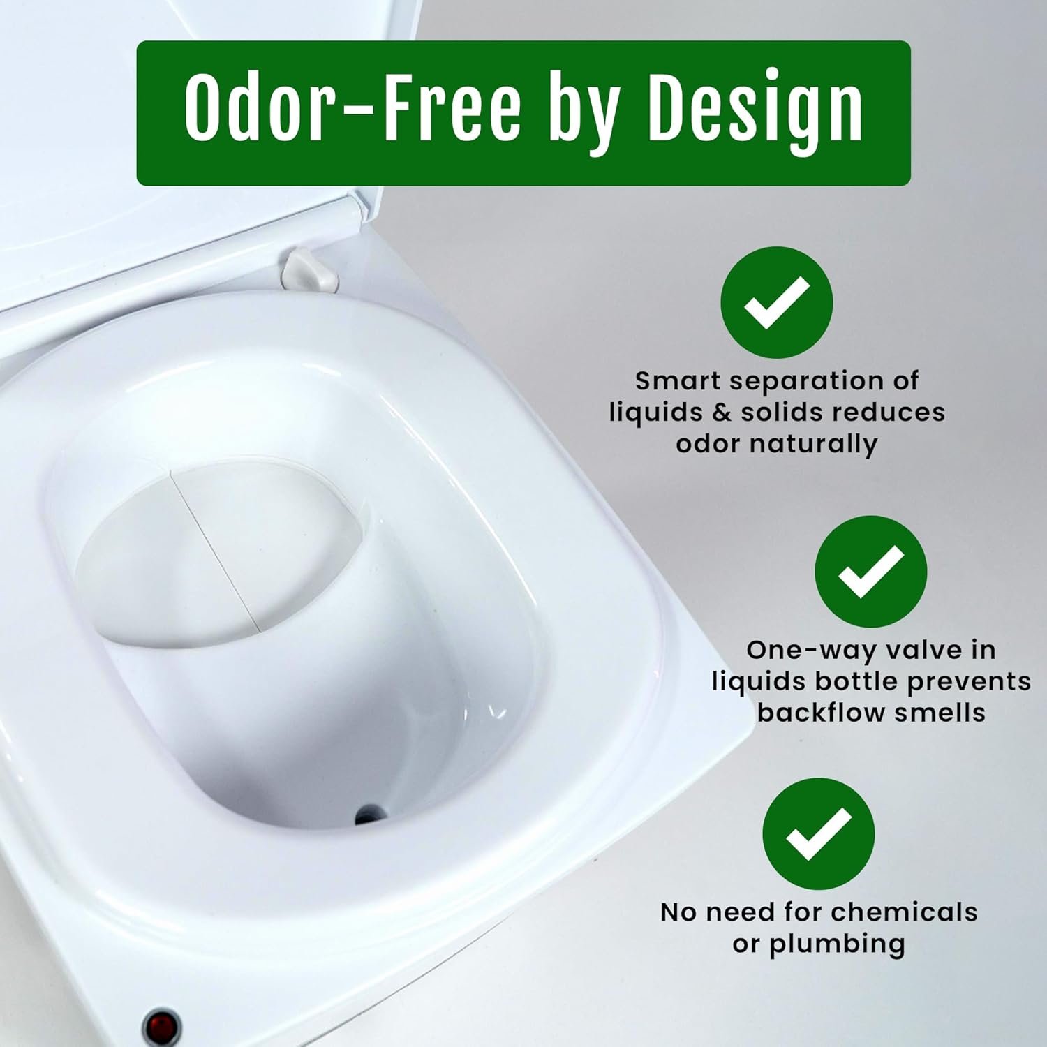 Cuddy Lite Portable Compost Toilet – for Camping, RVs, Campervans, Boats & Tiny Houses – LED Full Indicator, Liquid-Diverting, Separating, Solids Cover, Easy Clean – Portable & Compact - Image 3