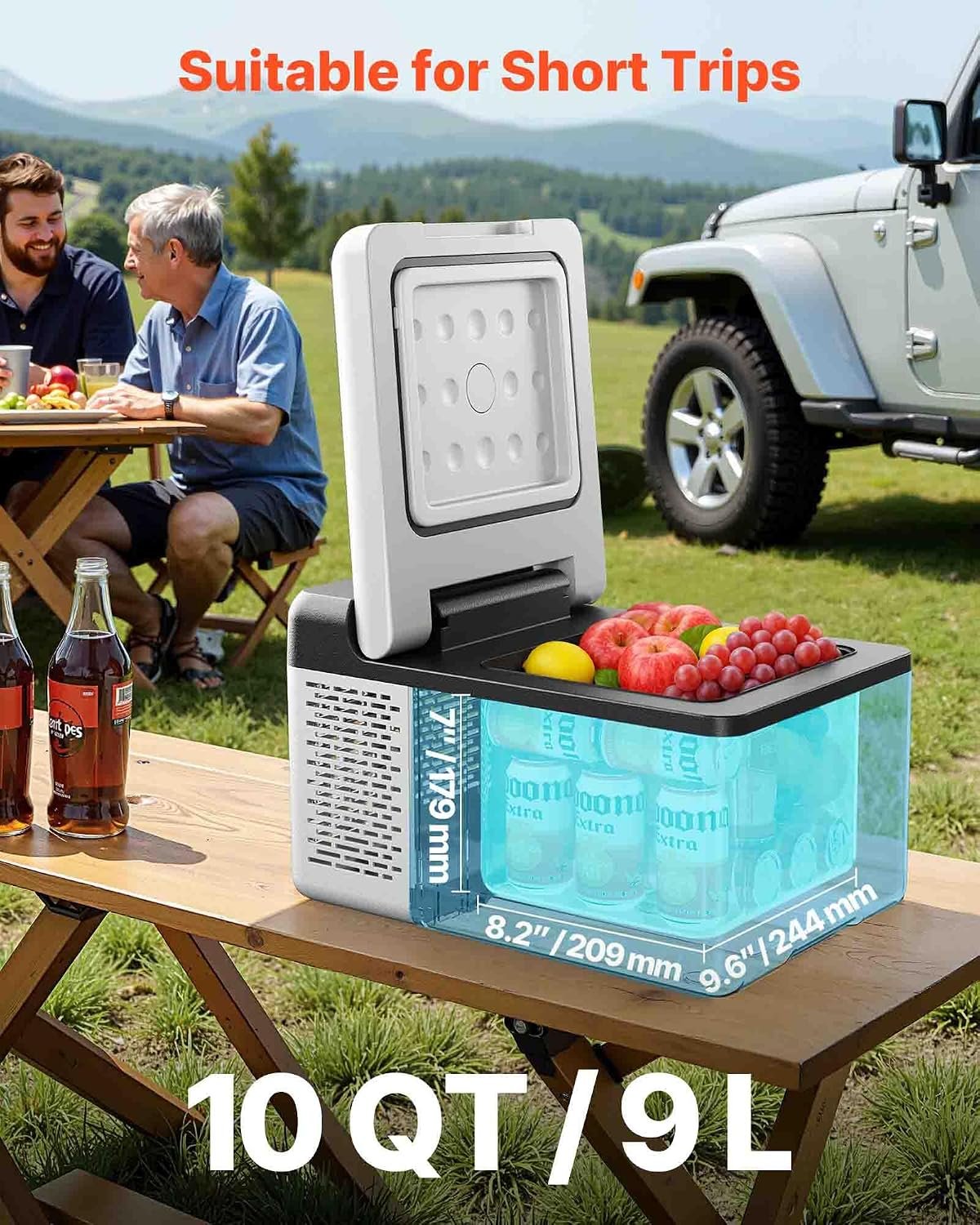 VEVOR 12V Car Refrigerator 10 QT, Portable Mini Freezer with APP Control, -4℉ to 68℉, 12/24V DC & 110-220V AC Compressor Cooler for Travel, Camping, Home, Road Trip - Image 2