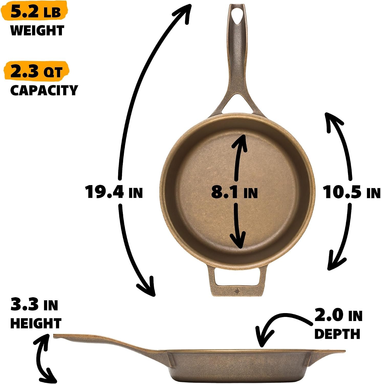 Stargazer 10.5-Inch Cast Iron Skillet | Made in USA, Seasoned, Premium Frying Pan for Grilling, Searing, Baking & More – Durable Cast Iron with Smooth Cooking Surface - Image 5