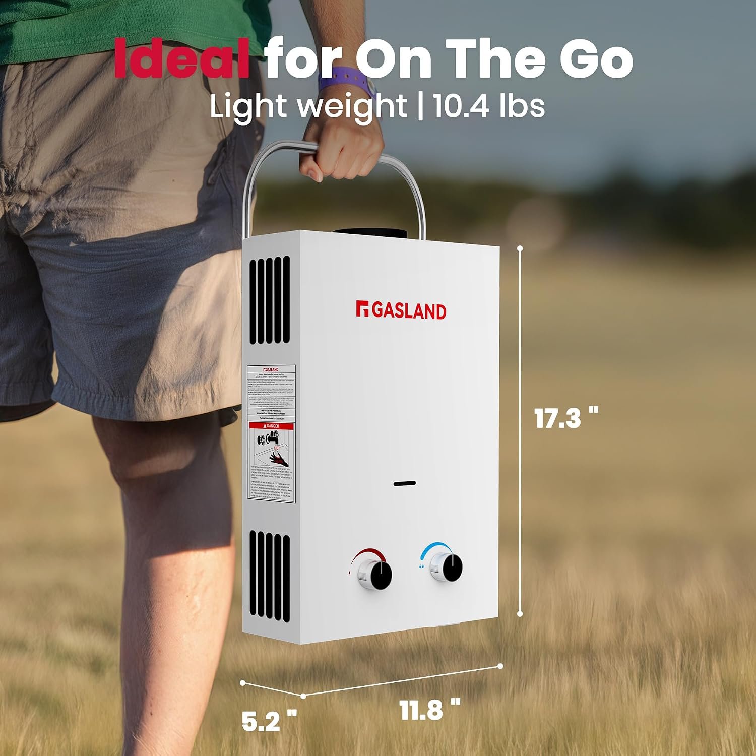 GASLAND BS158 Outdoor Portable Gas Water Heater 1.58GPM, 6L Propane Tankless Water Heater for RV Camping Cabin Boat, Overheating Protection, Easy to Install, White - Image 3