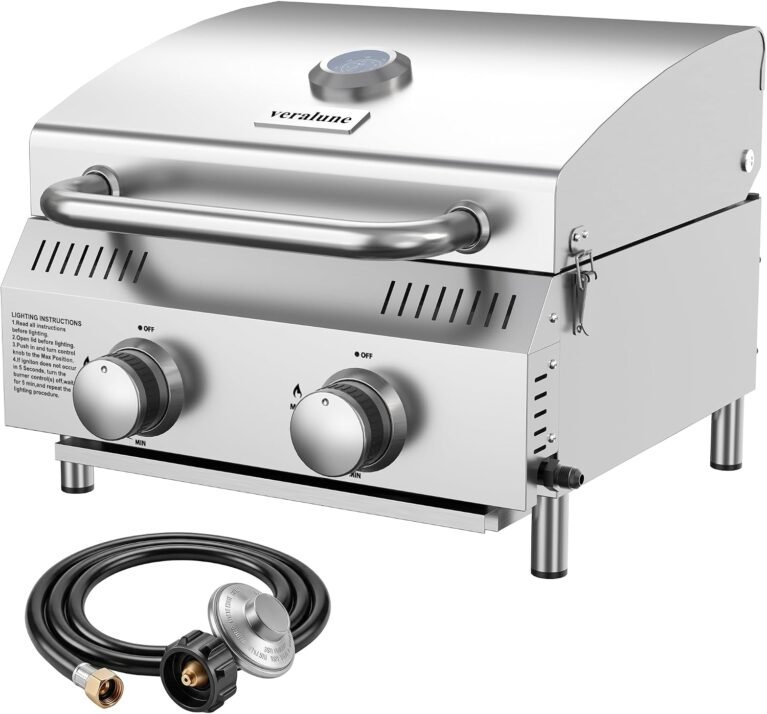 Veralune 2-Burner Tabletop Gas Grill, 22000 BTU Stainless Steel Grill