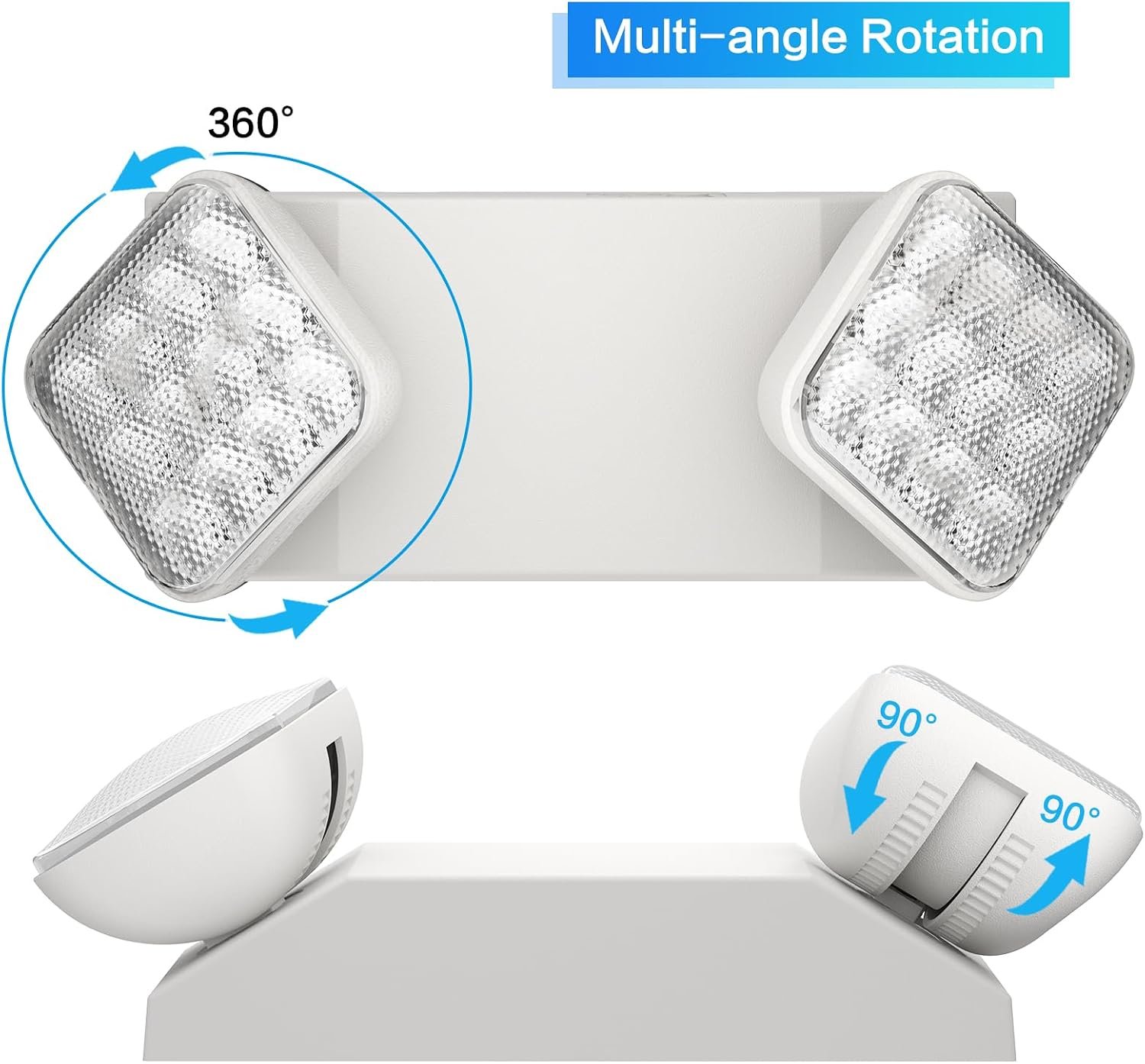 6 Packs LED Emergency Lights with Battery Backup, Two Head Adjustable Square LED Emergency Lighting for Home/Business, UL 924 Certified-Wall Mount, Hard Wired, 120-277V, Fire Resistant. - Image 5