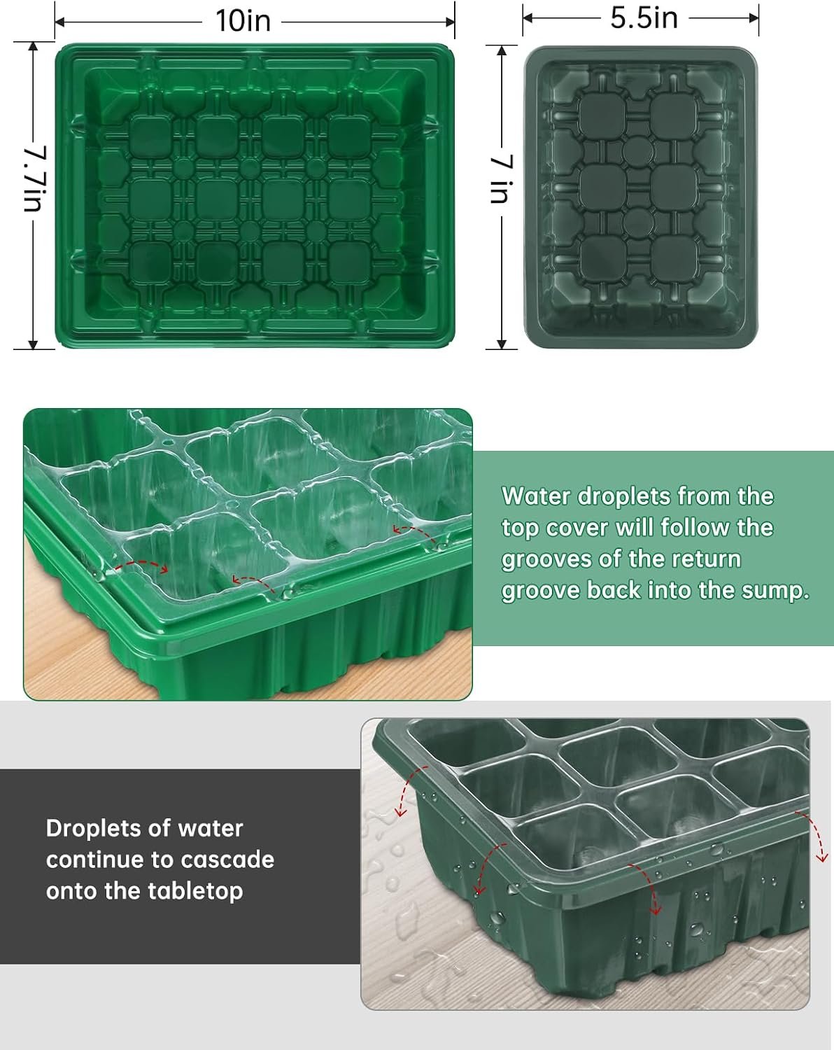 3-Pack Seed Starter Trays with Heat Mat, Seed Starter Kit with Grow Lights, 36 Large Cells Seed Germination Kit with Adjustable Humidity Vents for Indoor Plants Seeds Starting, Ideal Gardening Gifts - Image 6