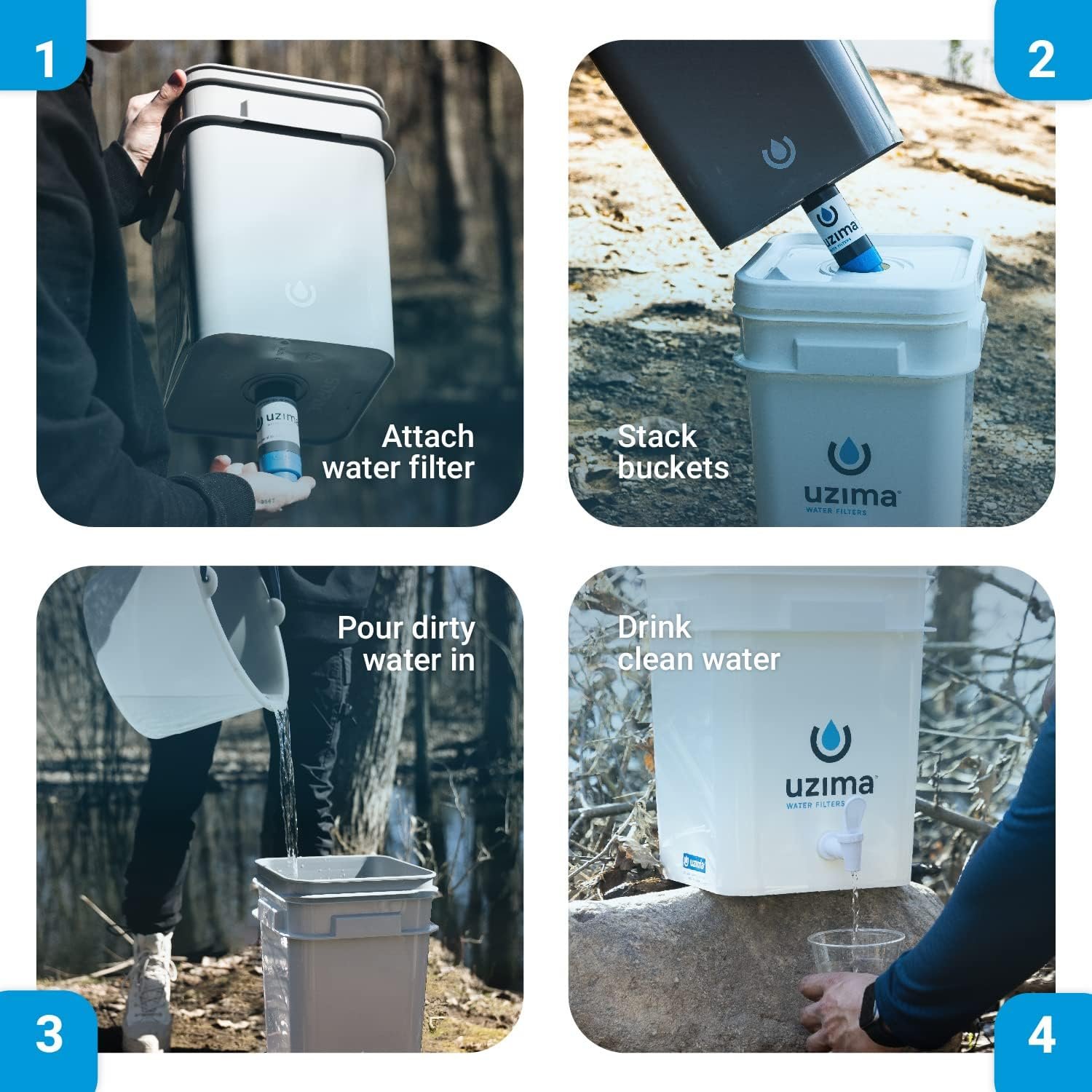 Uzima UZ-2 Camping Water Filter and Drinking Water Filter System, Portable Survival Camping Essentials, Backpacking Purification Gear for Glamping, Hiking, and Hunting Essentials and Military Gear - Image 5