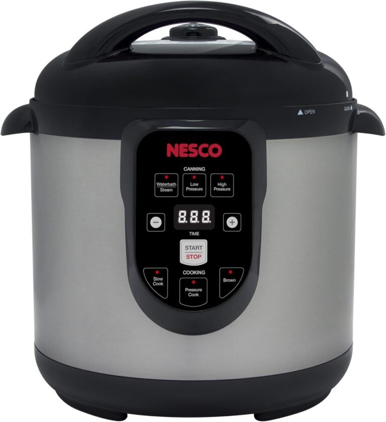 NESCO NPC‑9 Smart Electric Pressure Canner and Cooker for Home Food Preservation, 9.5‑Quart Stainless Steel with Digital Controls