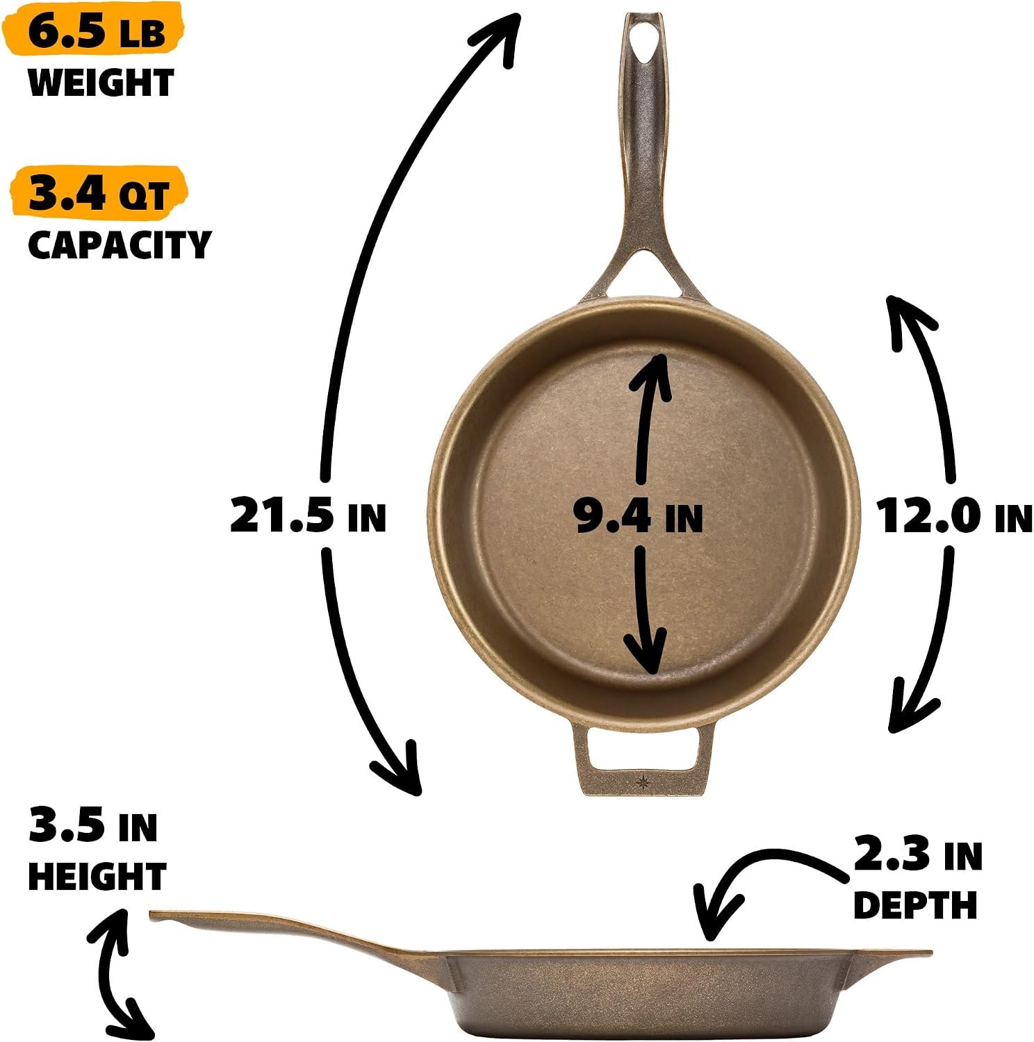 Stargazer 12-Inch Cast Iron Skillet | Made in USA, Seasoned, Premium Frying Pan for Grilling, Searing, Baking & More – Durable Cast Iron with Smooth Cooking Surface - Image 5