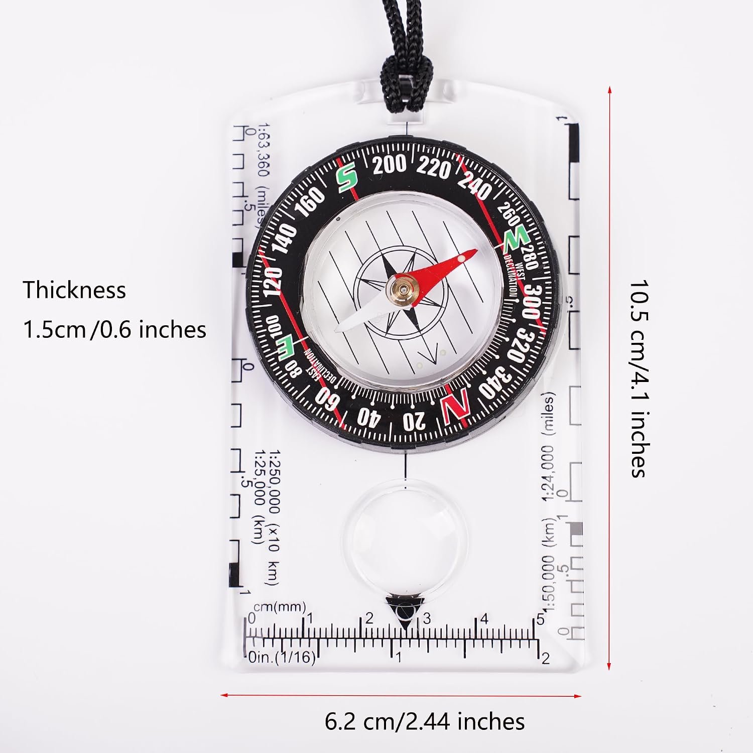 4 Pcs Outdoor Compass with Adjustable Declination,Magnifier,Ruler,Scale. Multifunctional Orienteering Waterproof Compass for Map Reading, Navigation, Hiking - Image 3