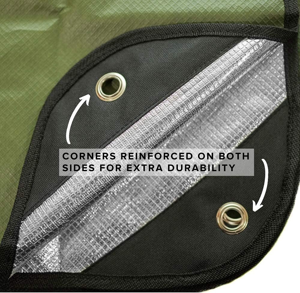 Arcturus Insulated Tarp, Reusable Heavy Duty Thermal Survival Blanket – 60x82in, Reflects 90% Body Heat, Waterproof, Windproof, 3-Layer Design, Reinforced Grommets, Olive Green - Image 3