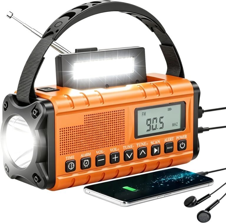 10000mAh/37000mWh Emergency Radio-Weather Radio Portable AM FM Auto Scan