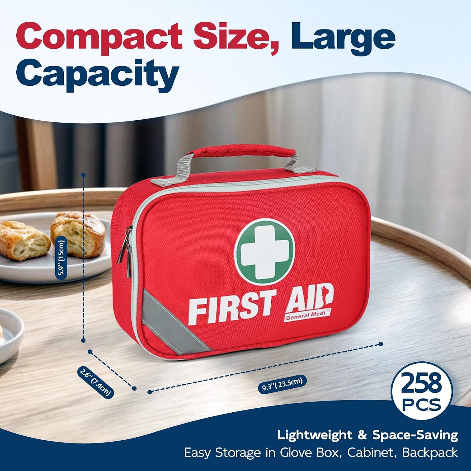 General Medi 2-in-1 First Aid Kit (215 Piece Set) + 43 Piece Mini First Aid Kit -Includes Ice(Cold) Pack, Moleskin Pad and Emergency Blanket for Travel, Home, Office, Car, Workplace - Image 3