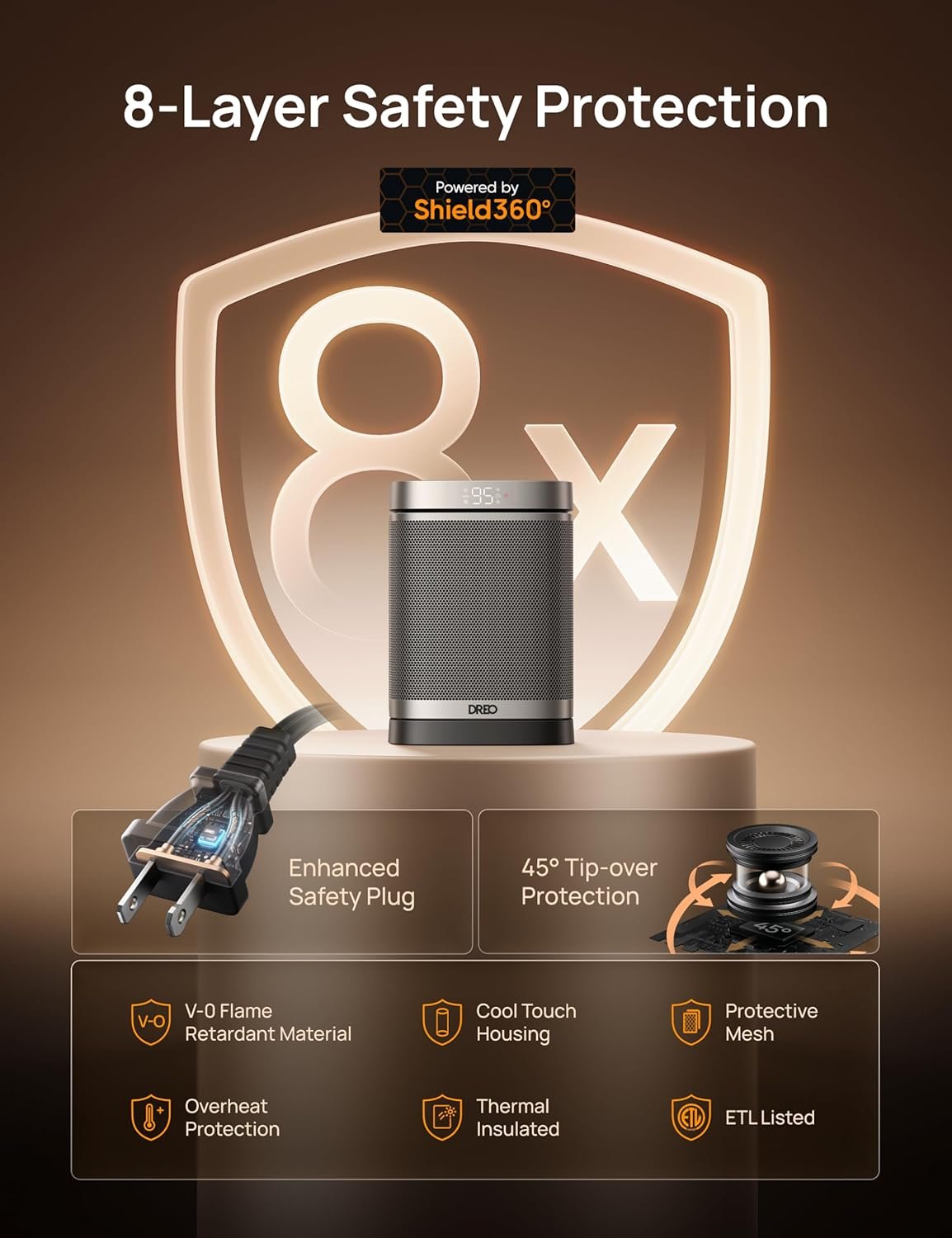 DREO Space Heater, Portable Electric Heaters for Indoor Use with Thermostat - Image 3