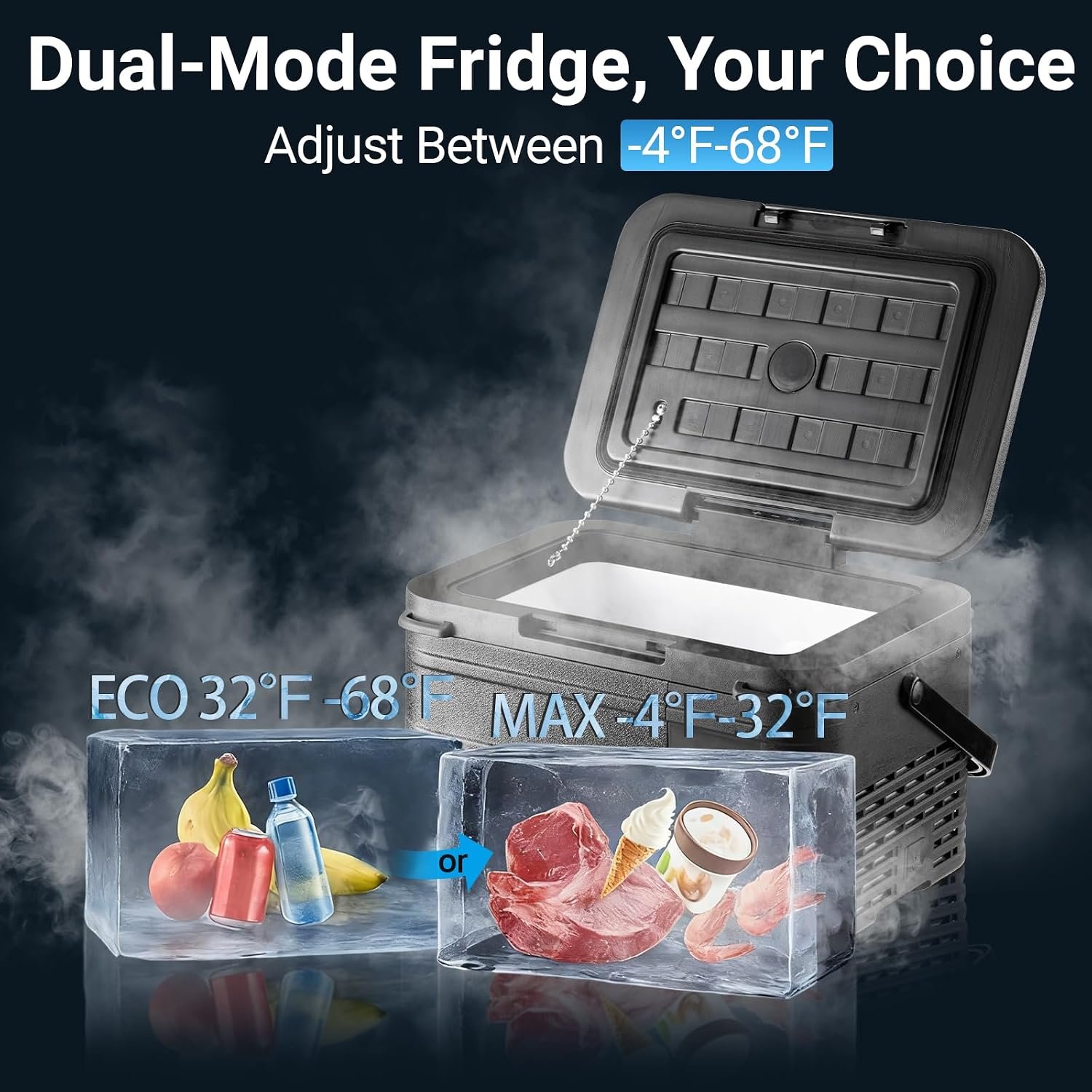 12 Volt Refrigerator, 11QT(10L) Compressor Electric Cooler, Car Fridge -4℉~68℉, Portable Refrigerator 12V/24V DC 110-240V AC, Compact Freezer for Vehicle RV Camping Truck Boat Travel, Black - Image 4