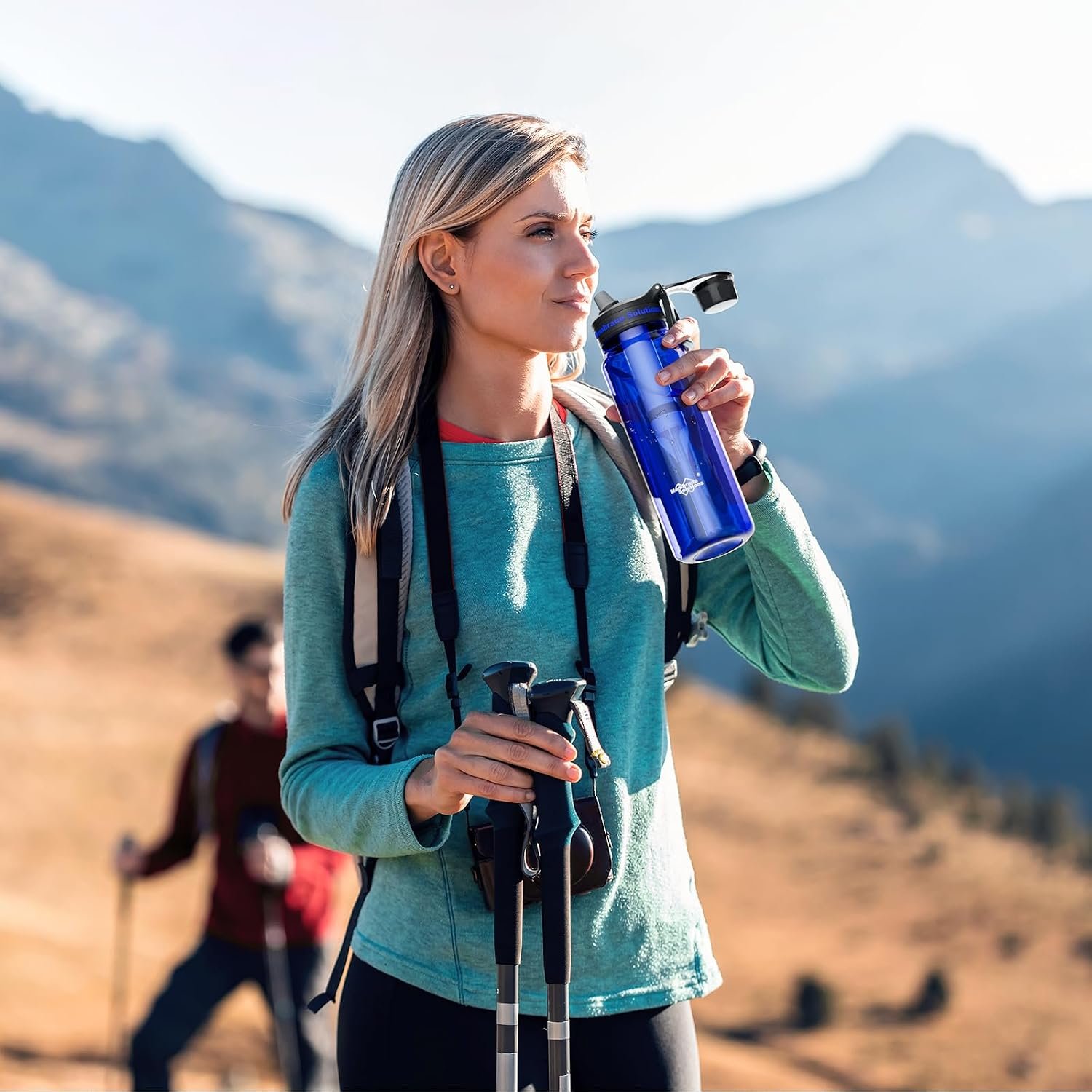 Filtered Water Bottle, Membrane Solutions C3 Water Bottle Filter with Replaceable ACFX2 Filter Cartridge, Portable Water Filter 36oz BPA-Free for Travel, Hiking & Camping Drinking use(Blue) - Image 9
