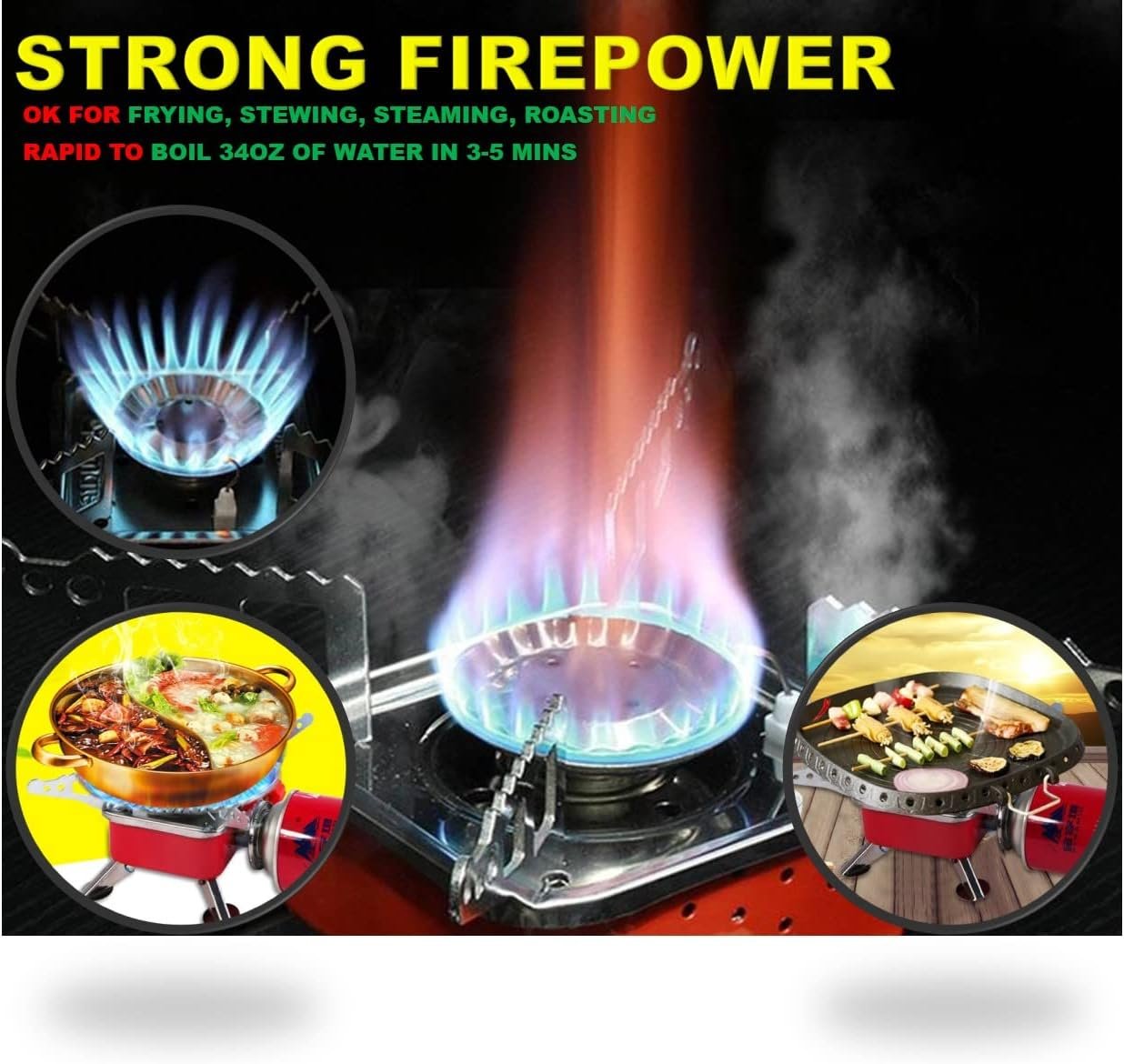 Camping Stove, Backpacking Stove, Foldable, Portable, Lightweight, Piezo Ignition, Single Burner Adjustable, Premium Mini Powerful and Stable Camp Stove for Hiking Picnic, 1+2+1+1pcs - Image 2