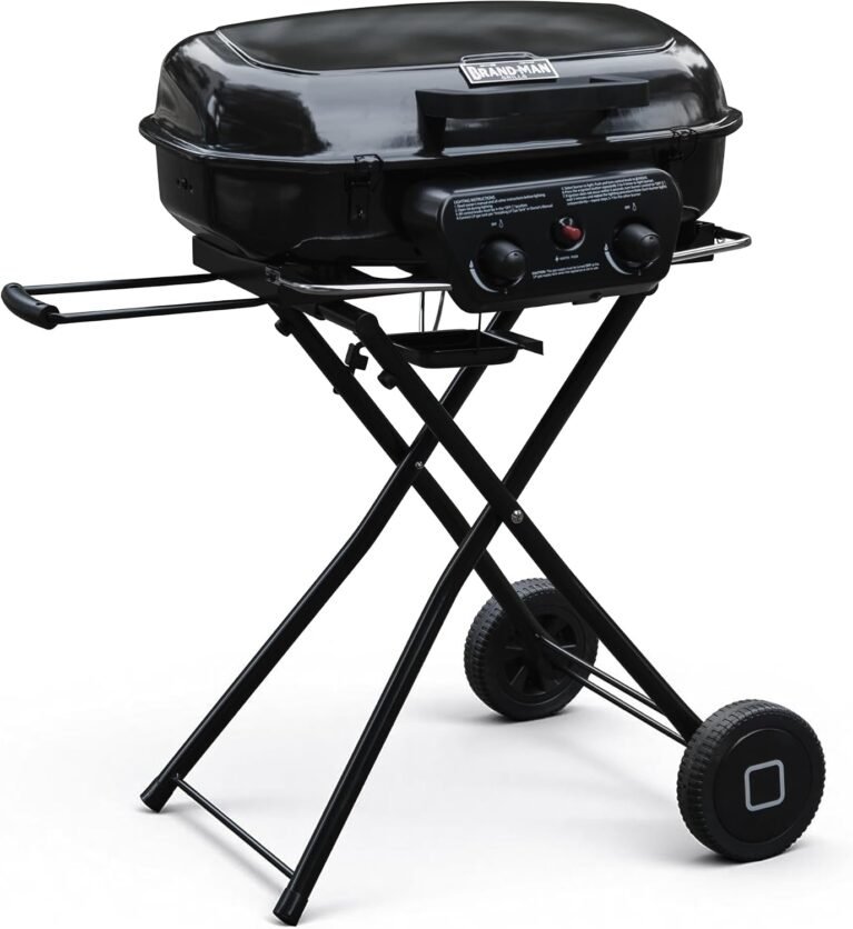 Brand-Man Portable Grill, Propane Gas Camping Grill & Cast Iron Griddle
