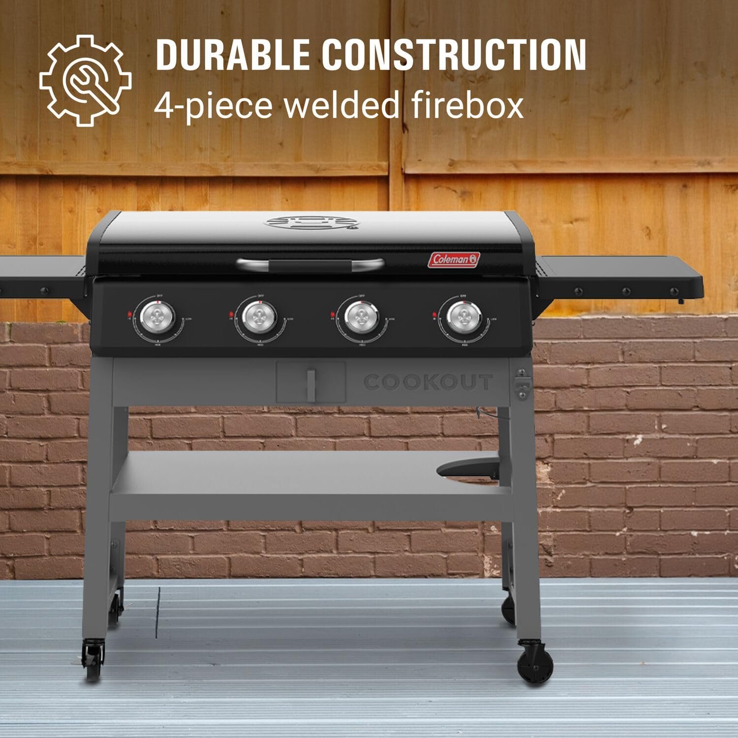 Coleman CO-550GG, Cookout 4-Burner Propane Gas Griddle with Lid, 50,000 BTU Flat Top Grill, 720 sq in Cooking Surface, Outdoor LP Griddle Station - Image 6