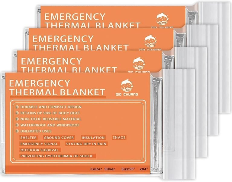 QIO CHUANG Emergency Mylar Thermal Blankets 4 Packs Survival Kit 84''x55''