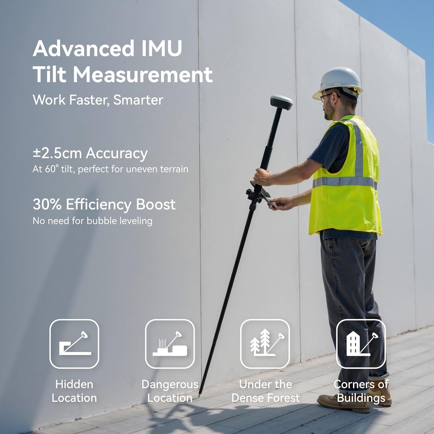 E1 Lite GNSS RTK Surveying Equipment, RTK GNSS GPS with IMU Rover & Base, GPS RTK Handheld Collector with Software, 1cm Accuracy, 1408 Channels, 60° Tilt Survey, 10-15km UHF Range - Image 4