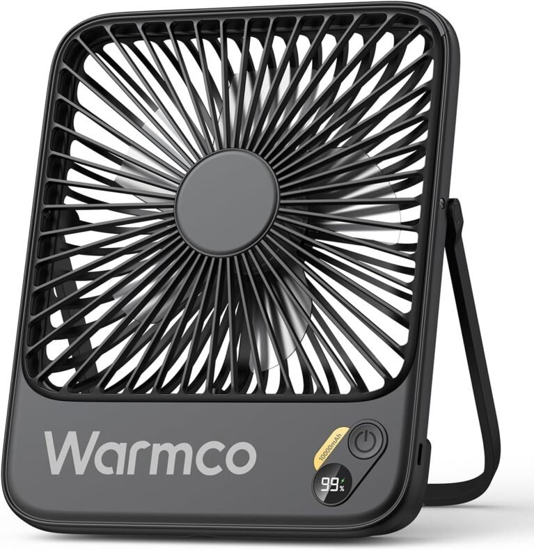 Warmco D3 10000mAh Portable Travel Fan, 7-inch Wide, 10-24H Battery Life