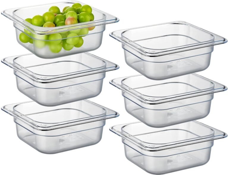 CURTA 6-Pack 1/6 Size 2.5" Deep NSF Polycarbonate Food Pans | Dishwasher & Freezer Safe Clear Container for Prep Tables, Buffet, Salad Bar, Commercial & Home Kitchen