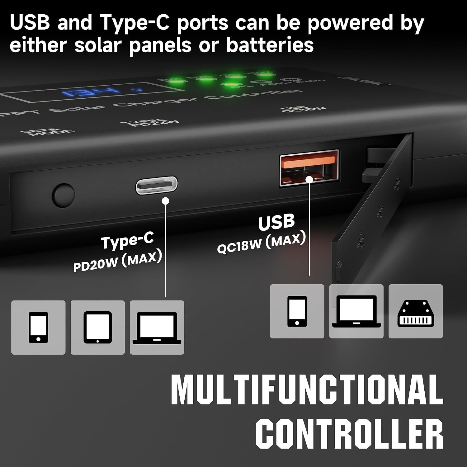 SUNAPEX MPPT Solar Charge Controller 12V 10A for LiFePO4 AGM Gel Batteries - Image 3
