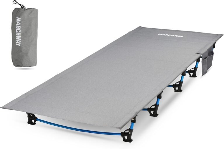 MARCHWAY Ultralight Folding Camping Cot Bed, Portable, Supports 275 lbs
