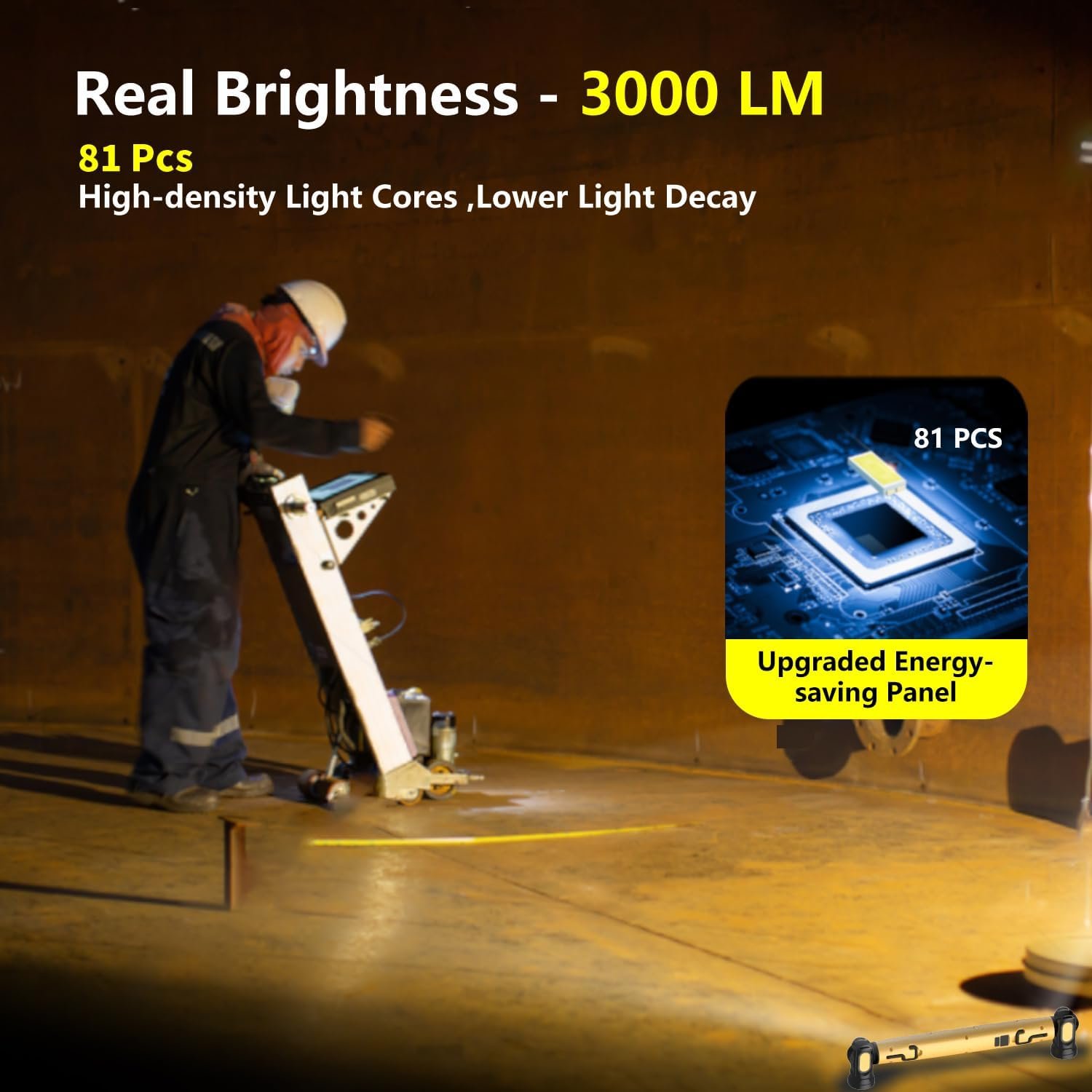 Magnetic Cordless Under Hood Work Light Bar for Mechanic-Yellow - Image 2